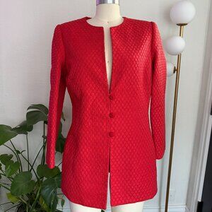 Oscar de la Renta VTG Rare Red Textured Statement Archival Editorial Jacket 18